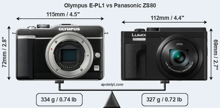 Size Olympus E-PL1 vs Panasonic ZS80
