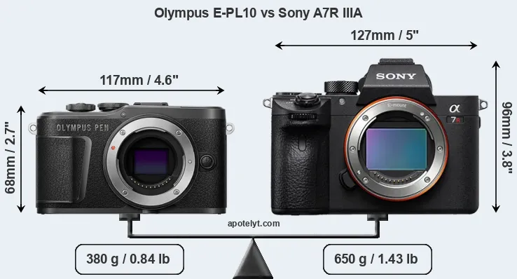 Size Olympus E-PL10 vs Sony A7R IIIA