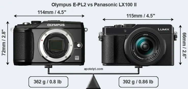 Size Olympus E-PL2 vs Panasonic LX100 II