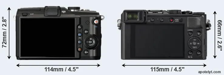 Comparison E-PL2 or LX100 II rear
