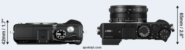 Compare E-PL2 versus LX100 II top