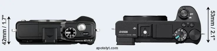 Compare E-PL2 versus A6500 top