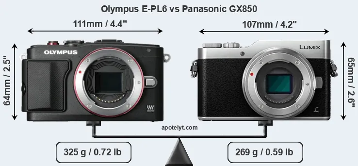 Size Olympus E-PL6 vs Panasonic GX850