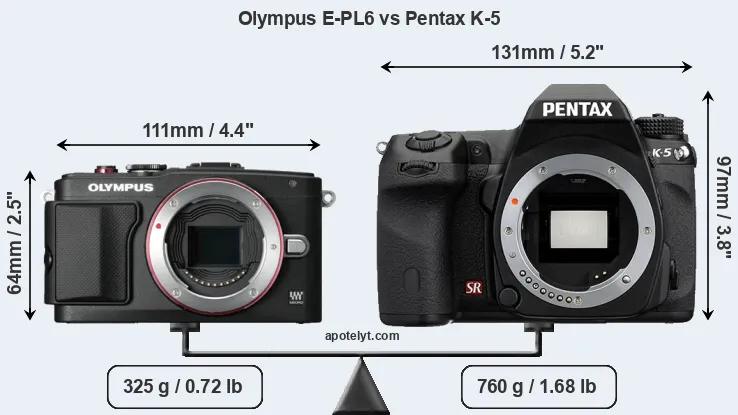 Size Olympus E-PL6 vs Pentax K-5