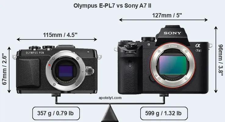 Size Olympus E-PL7 vs Sony A7 II
