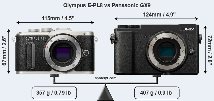 Size Olympus E-PL8 vs Panasonic GX9