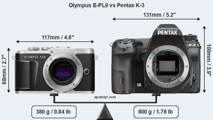 Size Olympus E-PL9 vs Pentax K-3
