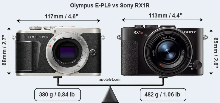 Size Olympus E-PL9 vs Sony RX1R