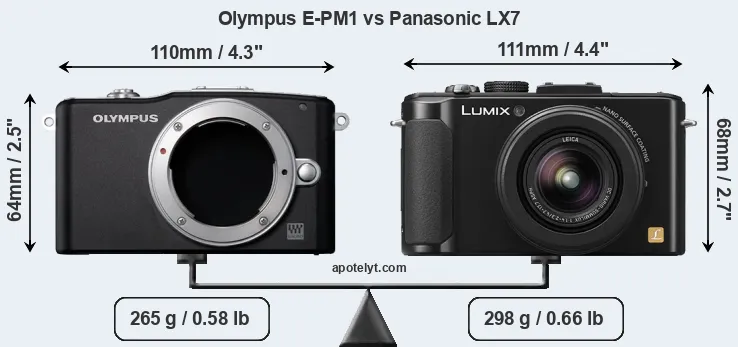 Size Olympus E-PM1 vs Panasonic LX7