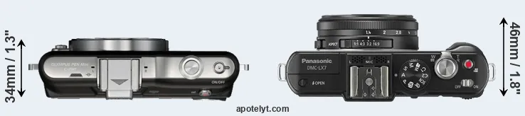 Compare E-PM1 versus LX7 top