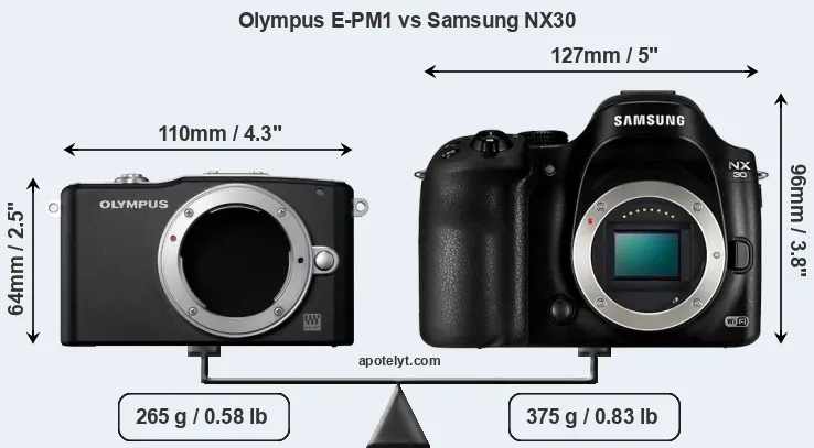 Size Olympus E-PM1 vs Samsung NX30