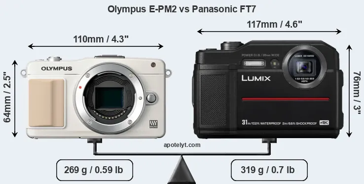 Size Olympus E-PM2 vs Panasonic FT7