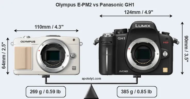 Size Olympus E-PM2 vs Panasonic GH1