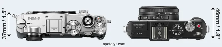 Compare PEN-F versus LX7 top