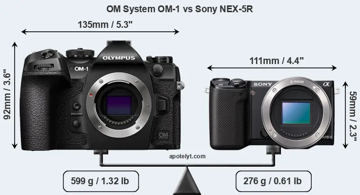 Size OM System OM-1 vs Sony NEX-5R