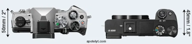 Compare OM-5 versus A6000 top