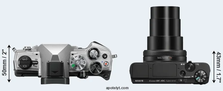 Compare OM-5 versus RX100 VII top