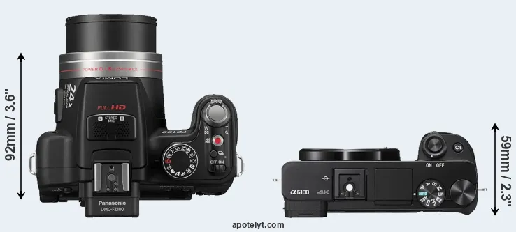 Compare FZ100 versus A6100 top