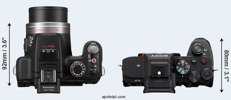 Compare FZ100 versus A7 IV top