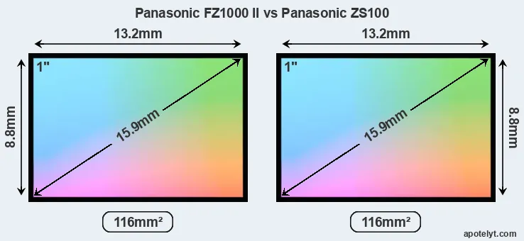 Panasonic FZ1000 II and Panasonic ZS100 sensor measures