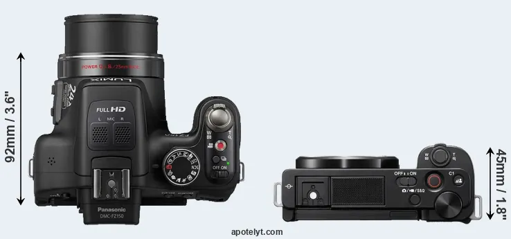 Compare FZ150 versus ZV-E10 top