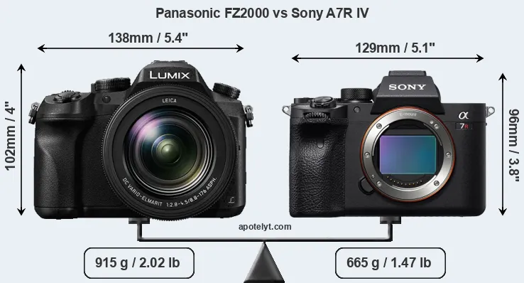 Size Panasonic FZ2000 vs Sony A7R IV