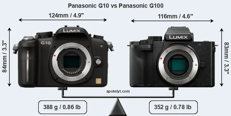 Size Panasonic G10 vs Panasonic G100