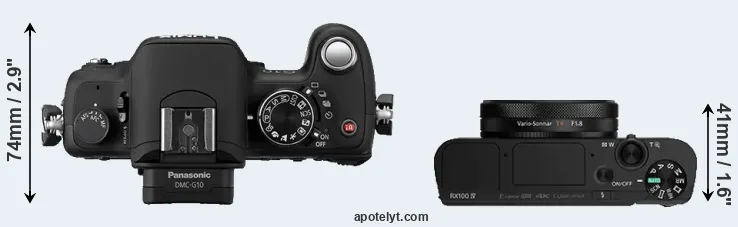Compare G10 versus RX100 IV top