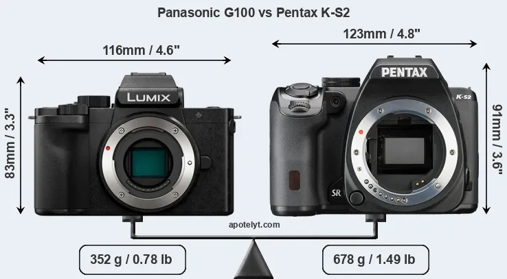 Size Panasonic G100 vs Pentax K-S2