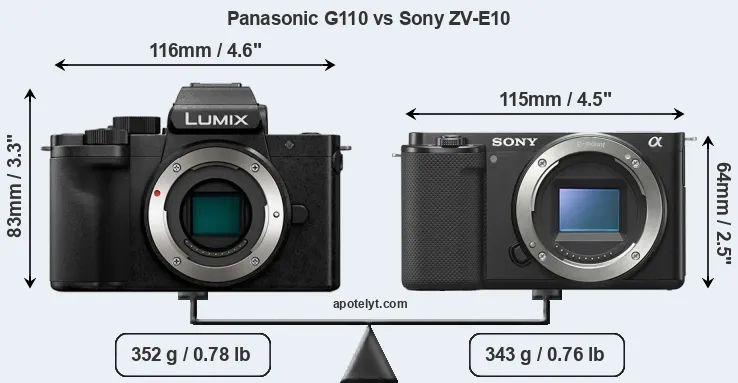 Size Panasonic G110 vs Sony ZV-E10