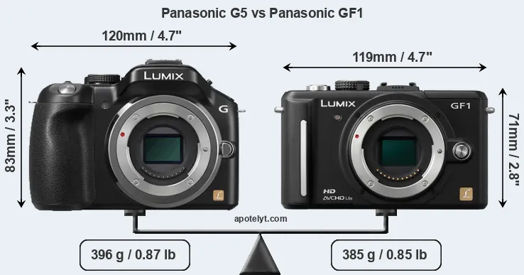 Size Panasonic G5 vs Panasonic GF1