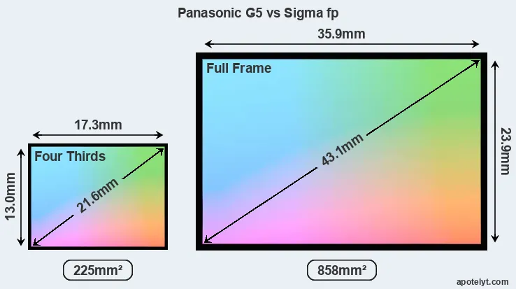 Panasonic G5 and Sigma fp sensor measures