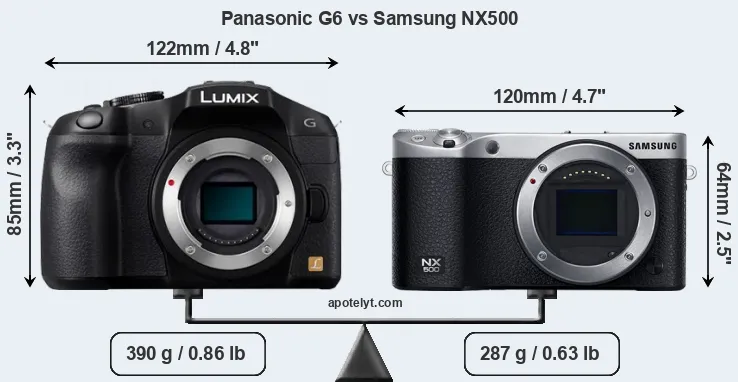 Size Panasonic G6 vs Samsung NX500