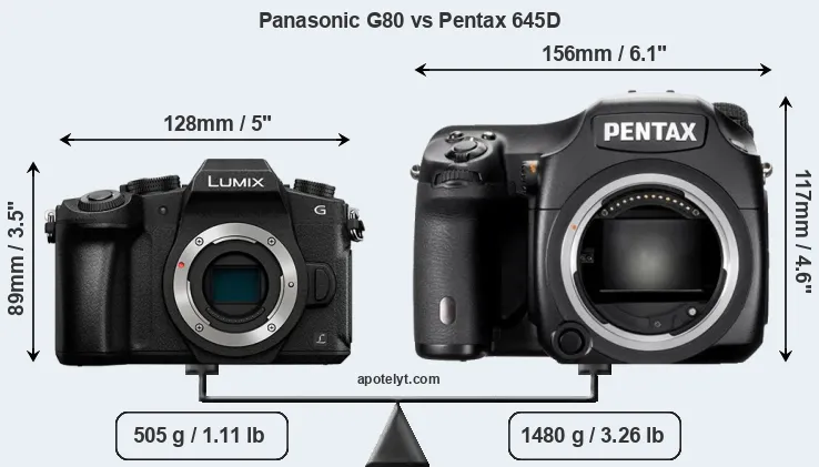 Size Panasonic G80 vs Pentax 645D