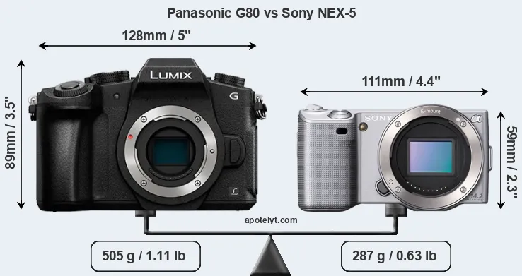 Size Panasonic G80 vs Sony NEX-5