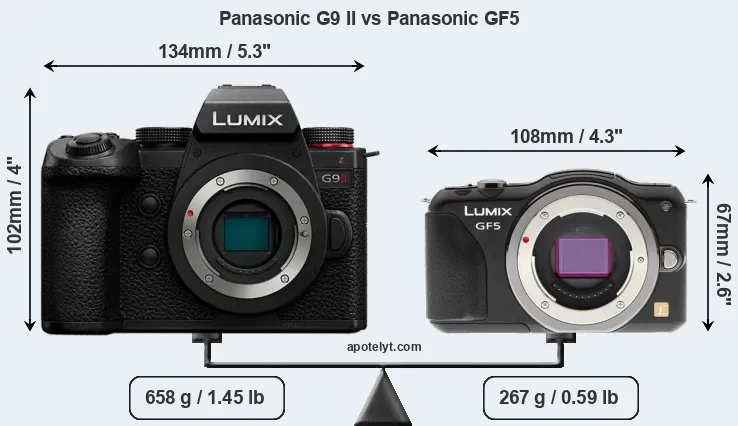 Size Panasonic G9 II vs Panasonic GF5