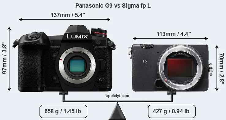 Size Panasonic G9 vs Sigma fp L