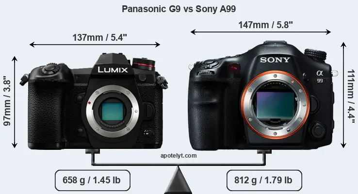 Size Panasonic G9 vs Sony A99