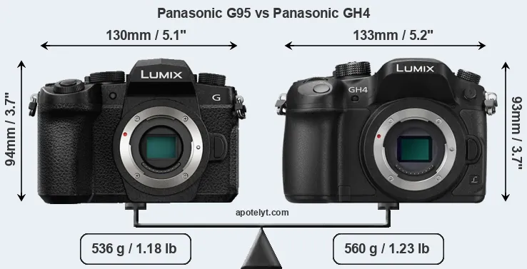 Size Panasonic G95 vs Panasonic GH4