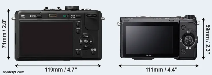 Comparison GF1 or NEX-5R rear