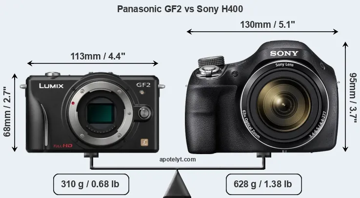 Size Panasonic GF2 vs Sony H400