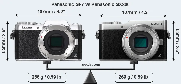 Size Panasonic GF7 vs Panasonic GX800