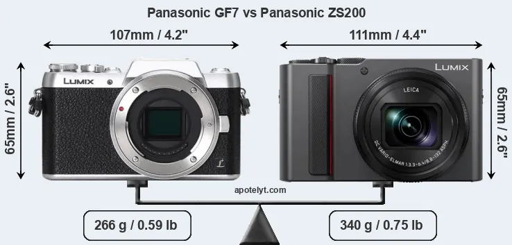 Size Panasonic GF7 vs Panasonic ZS200
