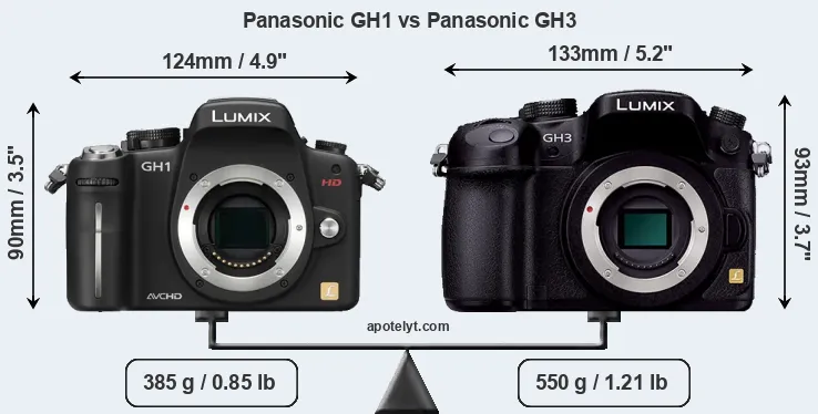 Size Panasonic GH1 vs Panasonic GH3