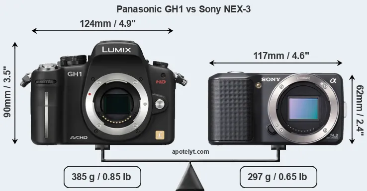 Size Panasonic GH1 vs Sony NEX-3