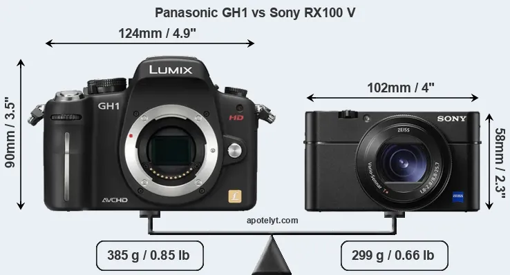 Size Panasonic GH1 vs Sony RX100 V