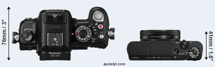 Compare GH2 versus RX100 V top