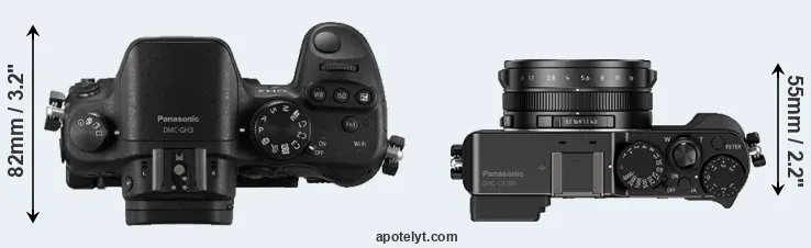 Compare GH3 versus LX100 top