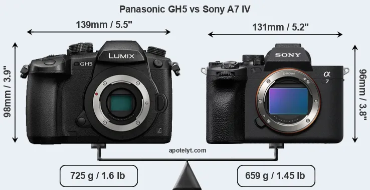 Size Panasonic GH5 vs Sony A7 IV
