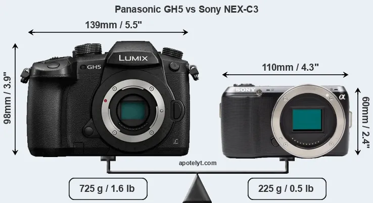 Size Panasonic GH5 vs Sony NEX-C3